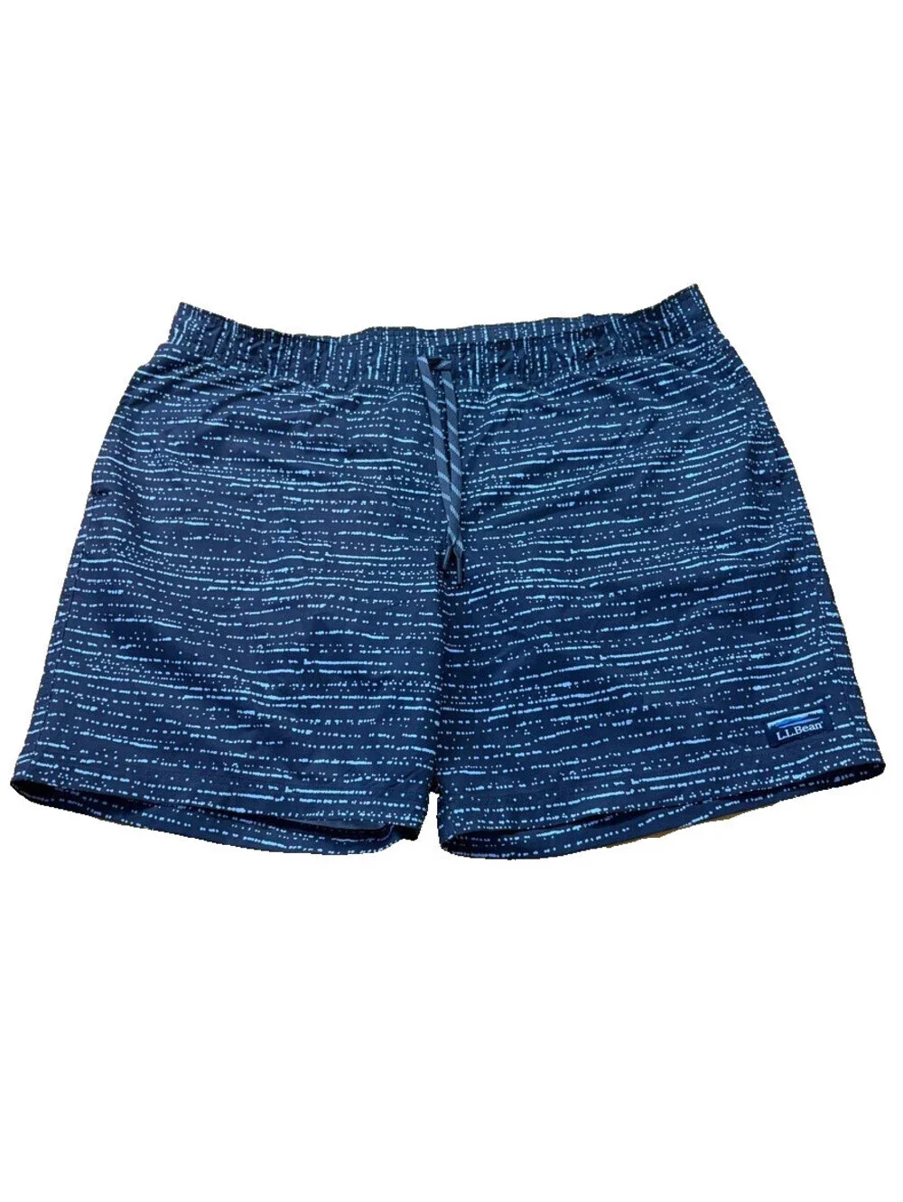 L.L.Bean Board Shorts Mens XL 40 Navy Blue Print Swim Trunks Lined Gorpcore